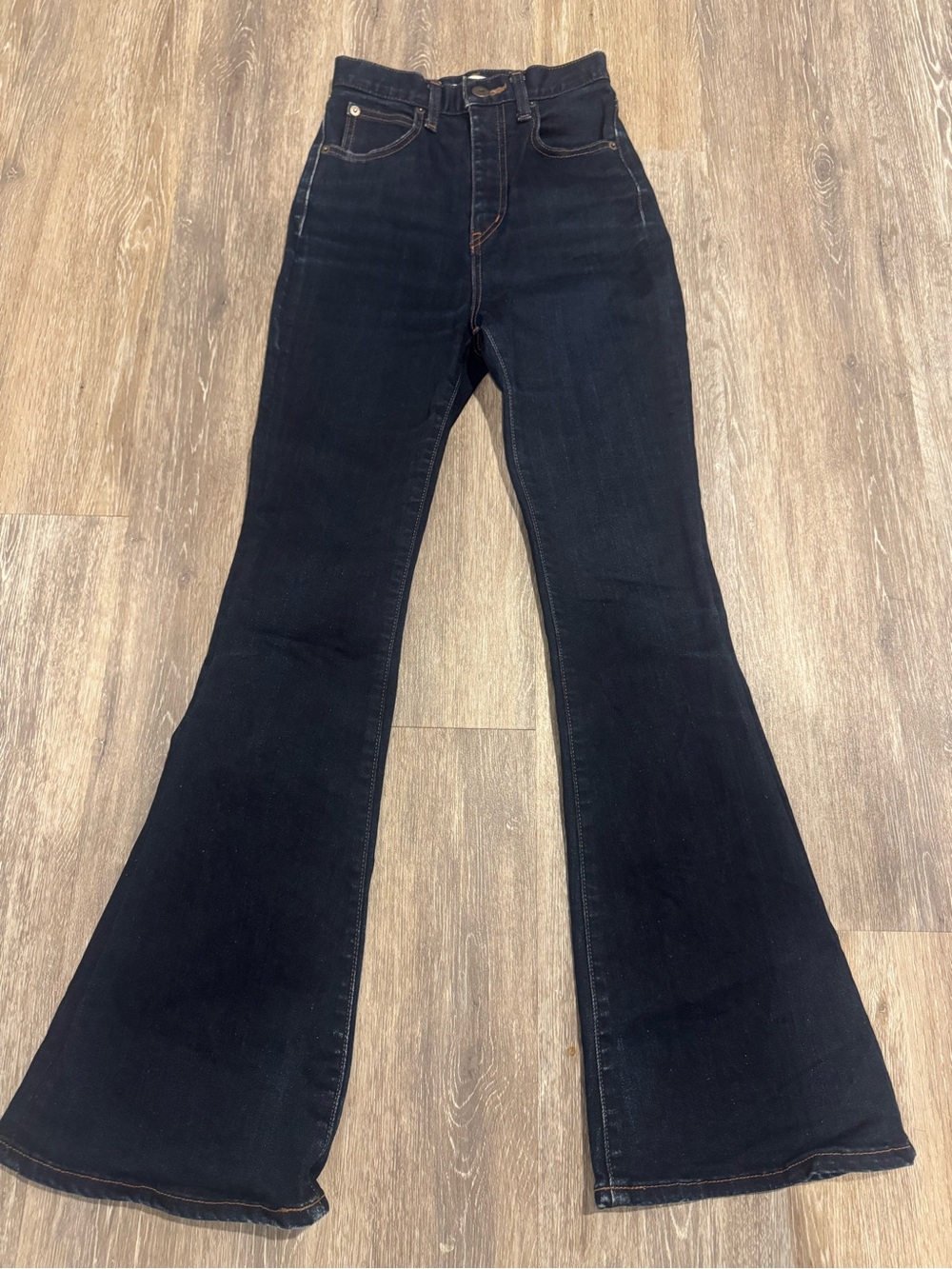 MOUSSY Dark Wash High Rise Flare Jeans Size 24 Stretch Denim
